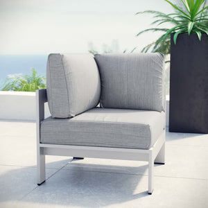 Modway Furniture Shore Outdoor Patio Aluminum Corner Sofa - Modern Design with Weather-Resistant Cushions & Frame Silver Gray EEI-2264-SLV-GRY