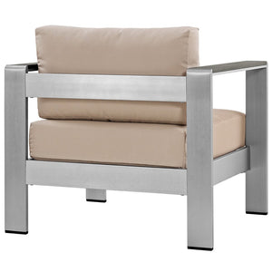 Modway Furniture Shore Outdoor Patio Armchair by Modway - Durable Aluminum Frame, Weather-Resistant Comfort & Style Silver Beige EEI-2266-SLV-BEI