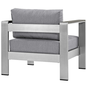 Modway Furniture Shore Outdoor Patio Armchair by Modway - Durable Aluminum Frame, Weather-Resistant Comfort & Style Silver Gray EEI-2266-SLV-GRY