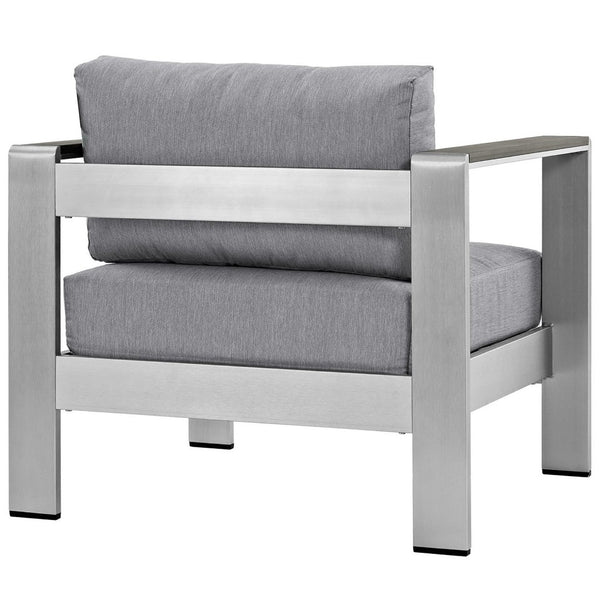 Modway Furniture Shore Outdoor Patio Armchair by Modway - Durable Aluminum Frame, Weather-Resistant Comfort & Style Silver Gray EEI-2266-SLV-GRY