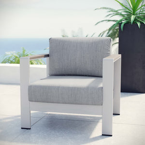 Modway Furniture Shore Outdoor Patio Armchair by Modway - Durable Aluminum Frame, Weather-Resistant Comfort & Style Silver Gray EEI-2266-SLV-GRY