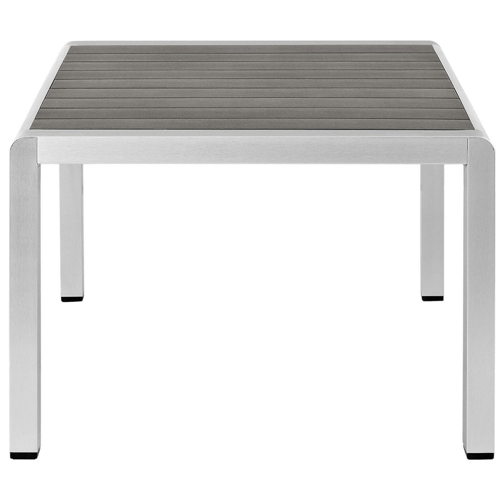Modway Furniture Shore Outdoor Patio Aluminum Coffee Table - Modern, Durable Design for Stylish Outdoor Living Spaces EEI-2268-SLV-GRY