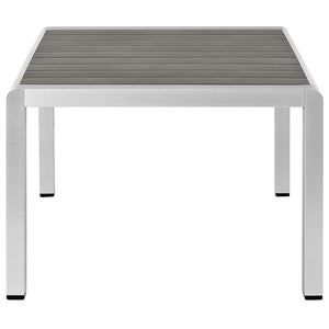 Modway Furniture Shore Outdoor Patio Aluminum Coffee Table - Modern, Durable Design for Stylish Outdoor Living Spaces EEI-2268-SLV-GRY