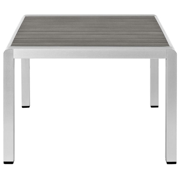Modway Furniture Shore Outdoor Patio Aluminum Coffee Table - Modern, Durable Design for Stylish Outdoor Living Spaces EEI-2268-SLV-GRY