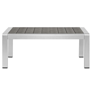 Modway Furniture Shore Outdoor Patio Aluminum Coffee Table - Modern, Durable Design for Stylish Outdoor Living Spaces EEI-2268-SLV-GRY
