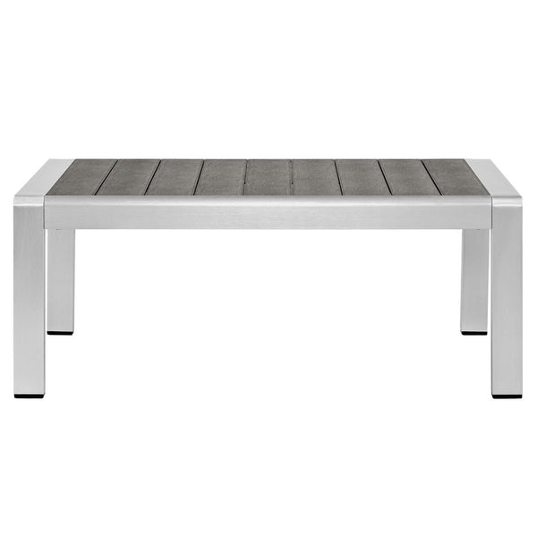 Modway Furniture Shore Outdoor Patio Aluminum Coffee Table - Modern, Durable Design for Stylish Outdoor Living Spaces EEI-2268-SLV-GRY
