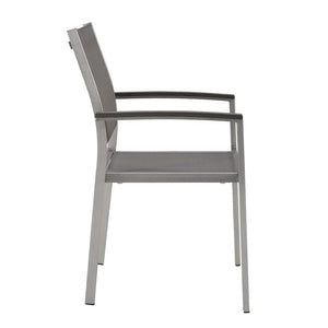 Modway Furniture Shore Outdoor Patio Dining Arm Chair – Modern Aluminum Frame with Quick-Dry Textilene Mesh Seat Silver Gray EEI-2272-SLV-GRY