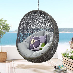 Modway Furniture Hide Outdoor Patio Swing Chair with Stand – Stylish, Durable, and Weather-Resistant for Relaxation Gray EEI-2273-GRY-GRY