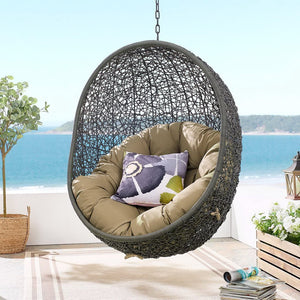 Modway Furniture Hide Outdoor Patio Swing Chair with Stand – Stylish, Durable, and Weather-Resistant for Relaxation Gray Mocha EEI-2273-GRY-MOC