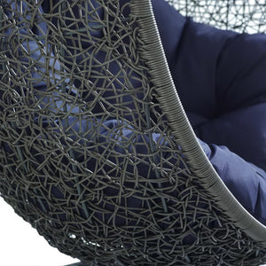 Modway Furniture Hide Outdoor Patio Swing Chair with Stand – Stylish, Durable, and Weather-Resistant for Relaxation Gray Navy EEI-2273-GRY-NAV