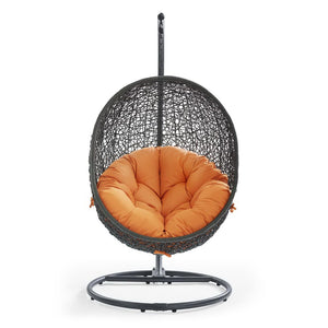 Modway Furniture Hide Outdoor Patio Swing Chair with Stand – Stylish, Durable, and Weather-Resistant for Relaxation Gray Orange EEI-2273-GRY-ORA