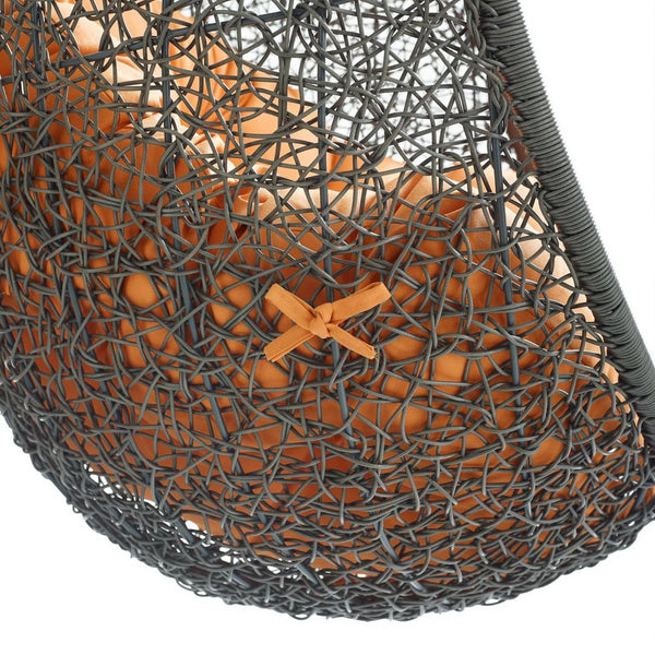 Modway Furniture Hide Outdoor Patio Swing Chair with Stand – Stylish, Durable, and Weather-Resistant for Relaxation Gray Orange EEI-2273-GRY-ORA