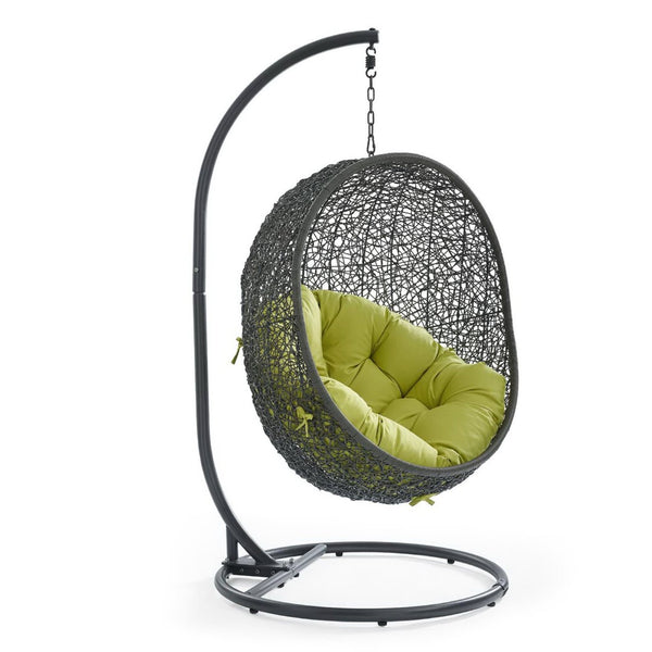Modway Furniture Hide Outdoor Patio Swing Chair with Stand – Stylish, Durable, and Weather-Resistant for Relaxation Gray Peridot EEI-2273-GRY-PER