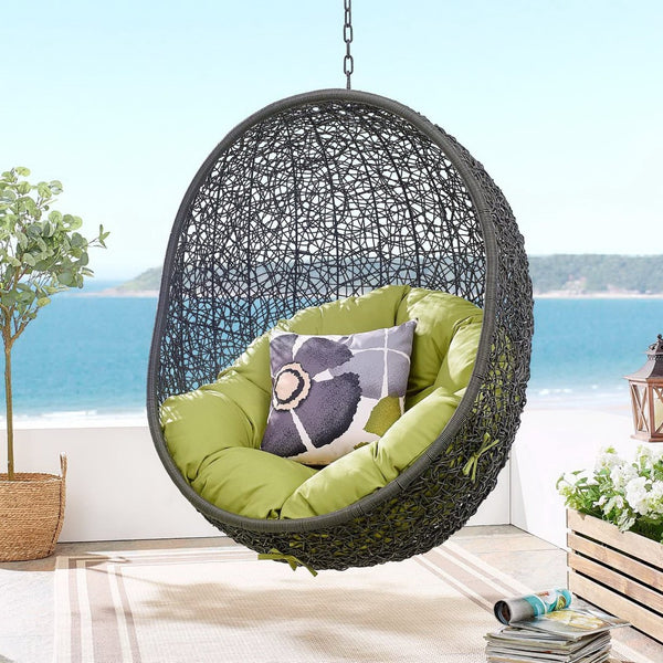 Modway Furniture Hide Outdoor Patio Swing Chair with Stand – Stylish, Durable, and Weather-Resistant for Relaxation Gray Peridot EEI-2273-GRY-PER