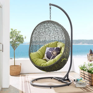 Modway Furniture Hide Outdoor Patio Swing Chair with Stand – Stylish, Durable, and Weather-Resistant for Relaxation Gray Peridot EEI-2273-GRY-PER