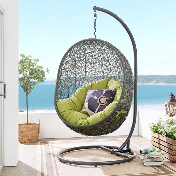 Modway Furniture Hide Outdoor Patio Swing Chair with Stand – Stylish, Durable, and Weather-Resistant for Relaxation Gray Peridot EEI-2273-GRY-PER
