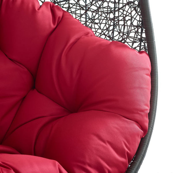 Modway Furniture Hide Outdoor Patio Swing Chair with Stand – Stylish, Durable, and Weather-Resistant for Relaxation Gray Red EEI-2273-GRY-RED