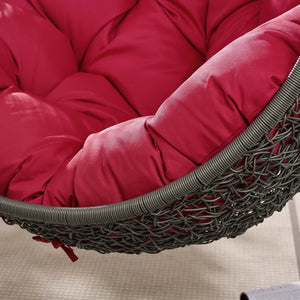 Modway Furniture Hide Outdoor Patio Swing Chair with Stand – Stylish, Durable, and Weather-Resistant for Relaxation Gray Red EEI-2273-GRY-RED