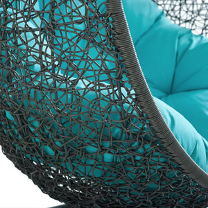 Modway Furniture Hide Outdoor Patio Swing Chair with Stand – Stylish, Durable, and Weather-Resistant for Relaxation Gray Turquoise EEI-2273-GRY-TRQ