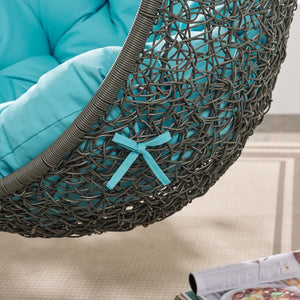 Modway Furniture Hide Outdoor Patio Swing Chair with Stand – Stylish, Durable, and Weather-Resistant for Relaxation Gray Turquoise EEI-2273-GRY-TRQ