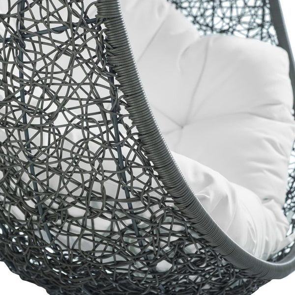 Modway Furniture Hide Outdoor Patio Swing Chair with Stand – Stylish, Durable, and Weather-Resistant for Relaxation Gray White EEI-2273-GRY-WHI