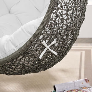 Modway Furniture Hide Outdoor Patio Swing Chair with Stand – Stylish, Durable, and Weather-Resistant for Relaxation Gray White EEI-2273-GRY-WHI