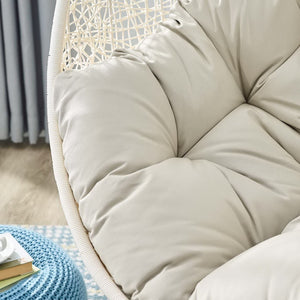 Modway Furniture Hide Outdoor Patio Swing Chair with Stand – Stylish, Durable, and Weather-Resistant for Relaxation White Beige EEI-2273-WHI-BEI