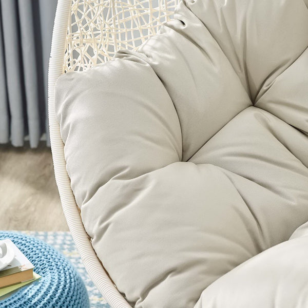 Modway Furniture Hide Outdoor Patio Swing Chair with Stand – Stylish, Durable, and Weather-Resistant for Relaxation White Beige EEI-2273-WHI-BEI