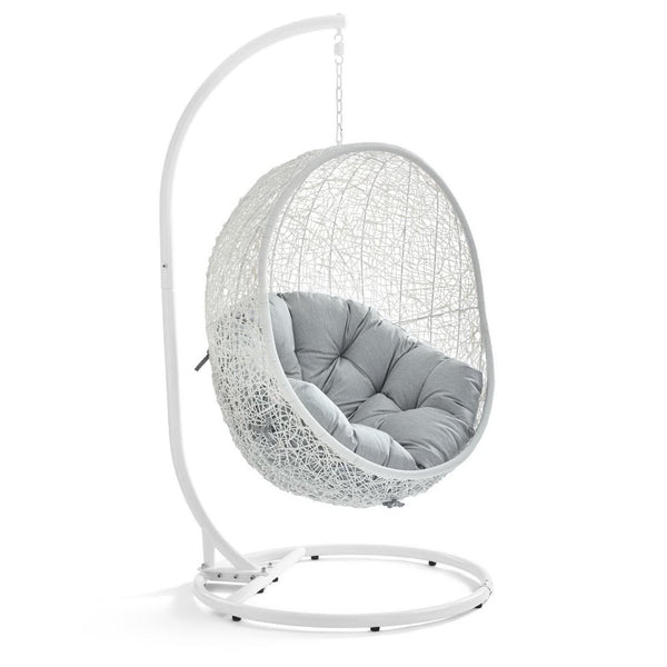 Modway Furniture Hide Outdoor Patio Swing Chair with Stand – Stylish, Durable, and Weather-Resistant for Relaxation White Gray EEI-2273-WHI-GRY