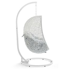Modway Furniture Hide Outdoor Patio Swing Chair with Stand – Stylish, Durable, and Weather-Resistant for Relaxation White Gray EEI-2273-WHI-GRY
