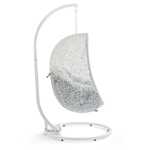 Modway Furniture Hide Outdoor Patio Swing Chair with Stand – Stylish, Durable, and Weather-Resistant for Relaxation White Gray EEI-2273-WHI-GRY