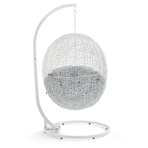 Modway Furniture Hide Outdoor Patio Swing Chair with Stand – Stylish, Durable, and Weather-Resistant for Relaxation White Gray EEI-2273-WHI-GRY