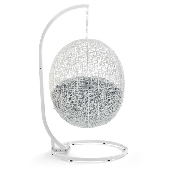 Modway Furniture Hide Outdoor Patio Swing Chair with Stand – Stylish, Durable, and Weather-Resistant for Relaxation White Gray EEI-2273-WHI-GRY