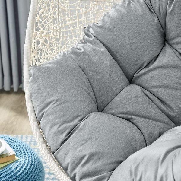 Modway Furniture Hide Outdoor Patio Swing Chair with Stand – Stylish, Durable, and Weather-Resistant for Relaxation White Gray EEI-2273-WHI-GRY