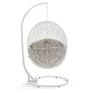 Modway Furniture Hide Outdoor Patio Swing Chair with Stand – Stylish, Durable, and Weather-Resistant for Relaxation White Mocha EEI-2273-WHI-MOC