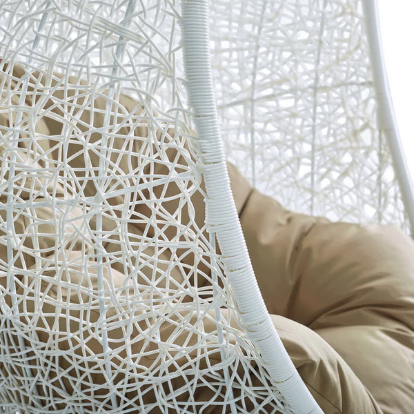 Modway Furniture Hide Outdoor Patio Swing Chair with Stand – Stylish, Durable, and Weather-Resistant for Relaxation White Mocha EEI-2273-WHI-MOC