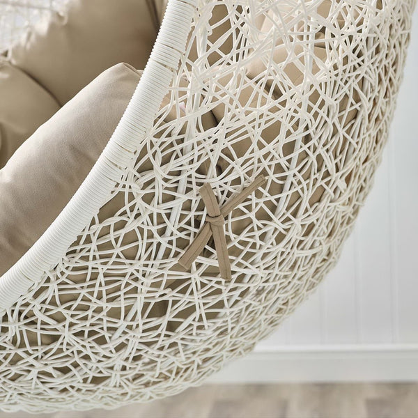 Modway Furniture Hide Outdoor Patio Swing Chair with Stand – Stylish, Durable, and Weather-Resistant for Relaxation White Mocha EEI-2273-WHI-MOC