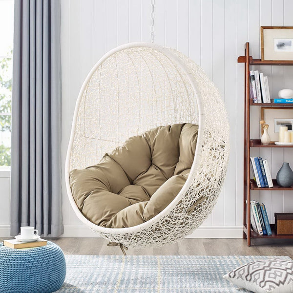 Modway Furniture Hide Outdoor Patio Swing Chair with Stand – Stylish, Durable, and Weather-Resistant for Relaxation White Mocha EEI-2273-WHI-MOC