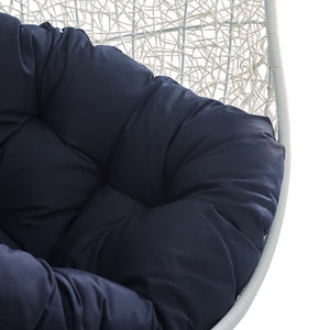 Modway Furniture Hide Outdoor Patio Swing Chair with Stand – Stylish, Durable, and Weather-Resistant for Relaxation White Navy EEI-2273-WHI-NAV