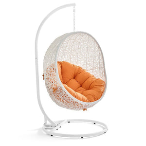 Modway Furniture Hide Outdoor Patio Swing Chair with Stand – Stylish, Durable, and Weather-Resistant for Relaxation White Orange EEI-2273-WHI-ORA