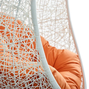 Modway Furniture Hide Outdoor Patio Swing Chair with Stand – Stylish, Durable, and Weather-Resistant for Relaxation White Orange EEI-2273-WHI-ORA