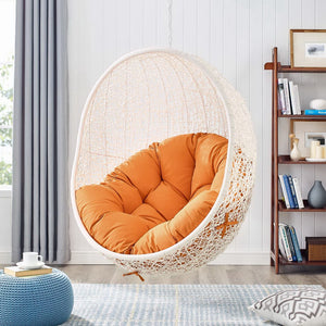 Modway Furniture Hide Outdoor Patio Swing Chair with Stand – Stylish, Durable, and Weather-Resistant for Relaxation White Orange EEI-2273-WHI-ORA