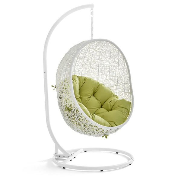 Modway Furniture Hide Outdoor Patio Swing Chair with Stand – Stylish, Durable, and Weather-Resistant for Relaxation White Peridot EEI-2273-WHI-PER
