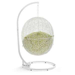Modway Furniture Hide Outdoor Patio Swing Chair with Stand – Stylish, Durable, and Weather-Resistant for Relaxation White Peridot EEI-2273-WHI-PER