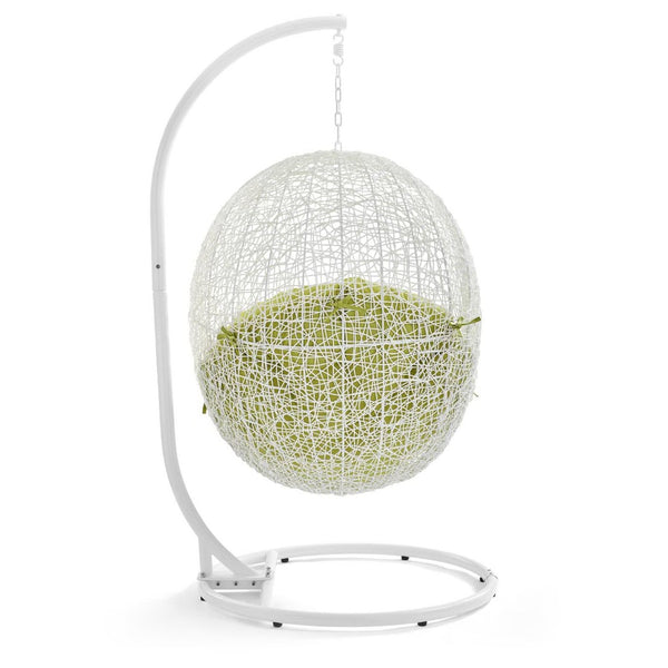 Modway Furniture Hide Outdoor Patio Swing Chair with Stand – Stylish, Durable, and Weather-Resistant for Relaxation White Peridot EEI-2273-WHI-PER