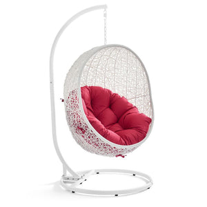 Modway Furniture Hide Outdoor Patio Swing Chair with Stand – Stylish, Durable, and Weather-Resistant for Relaxation White Red EEI-2273-WHI-RED