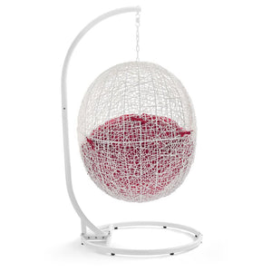 Modway Furniture Hide Outdoor Patio Swing Chair with Stand – Stylish, Durable, and Weather-Resistant for Relaxation White Red EEI-2273-WHI-RED