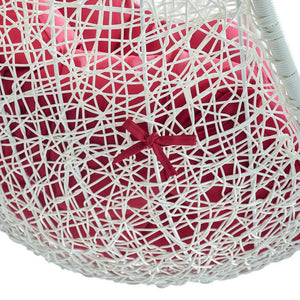 Modway Furniture Hide Outdoor Patio Swing Chair with Stand – Stylish, Durable, and Weather-Resistant for Relaxation White Red EEI-2273-WHI-RED