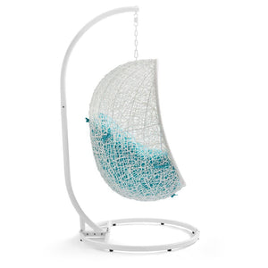 Modway Furniture Hide Outdoor Patio Swing Chair with Stand – Stylish, Durable, and Weather-Resistant for Relaxation White Turquoise EEI-2273-WHI-TRQ