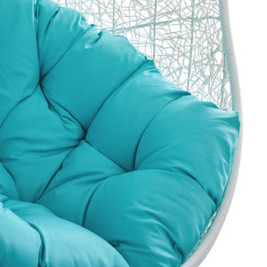 Modway Furniture Hide Outdoor Patio Swing Chair with Stand – Stylish, Durable, and Weather-Resistant for Relaxation White Turquoise EEI-2273-WHI-TRQ